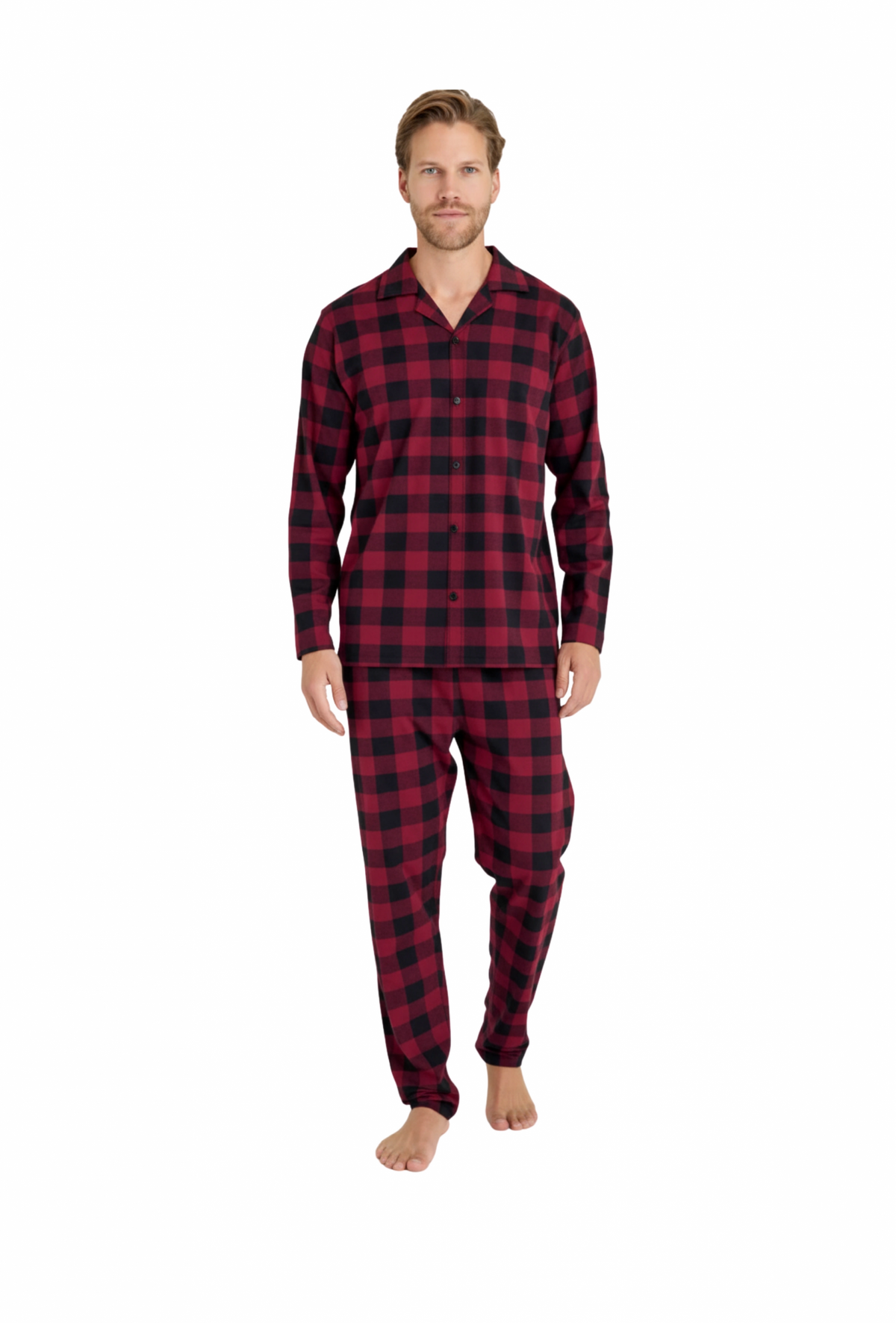 KLY Men's Plaid Button-Down Pajama Set 9209