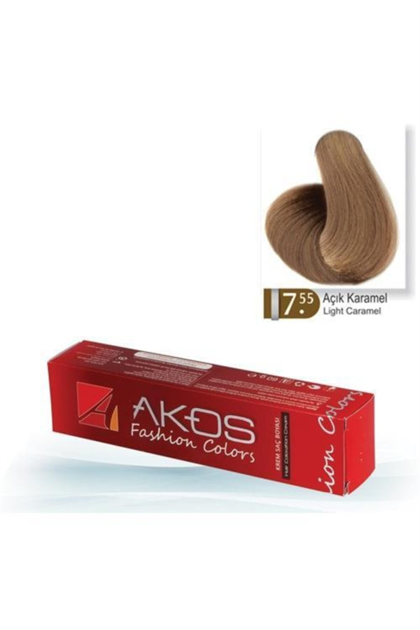 Teinture capillaire Akos Caramel clair 7,55