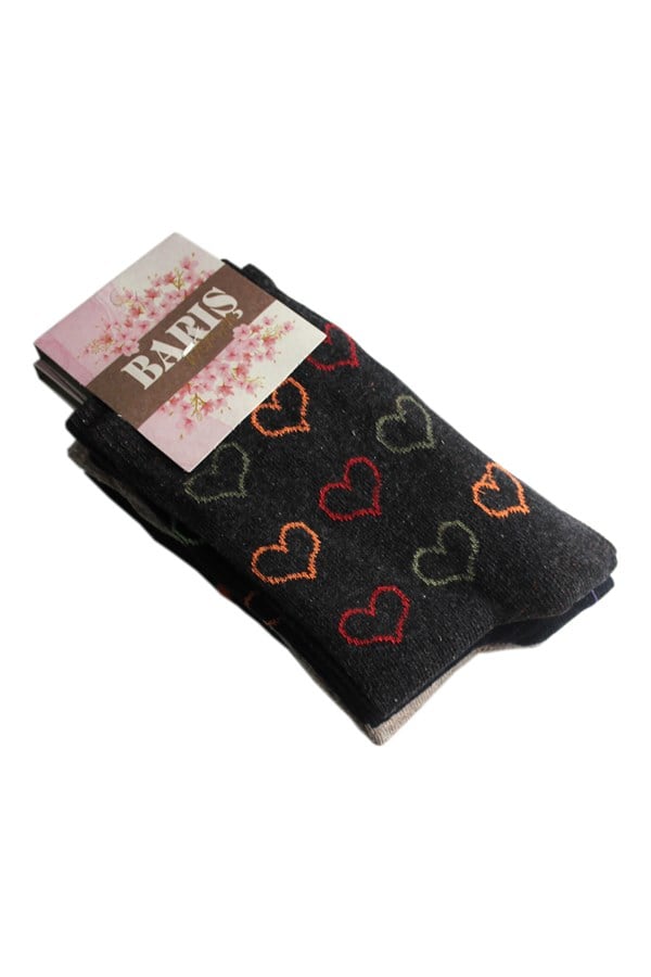 Peace Heart Patterned Lycra Women's Ankle Socks Quantity