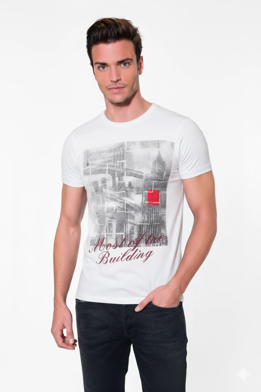 Clear Men's Bridge Printed T-Shirt 1047