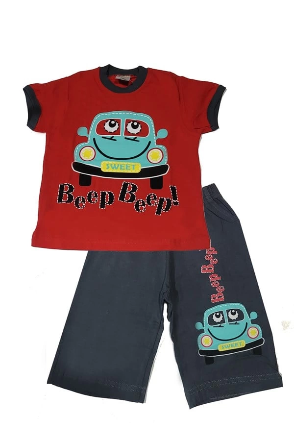 Boy Car Patterned Capri Set