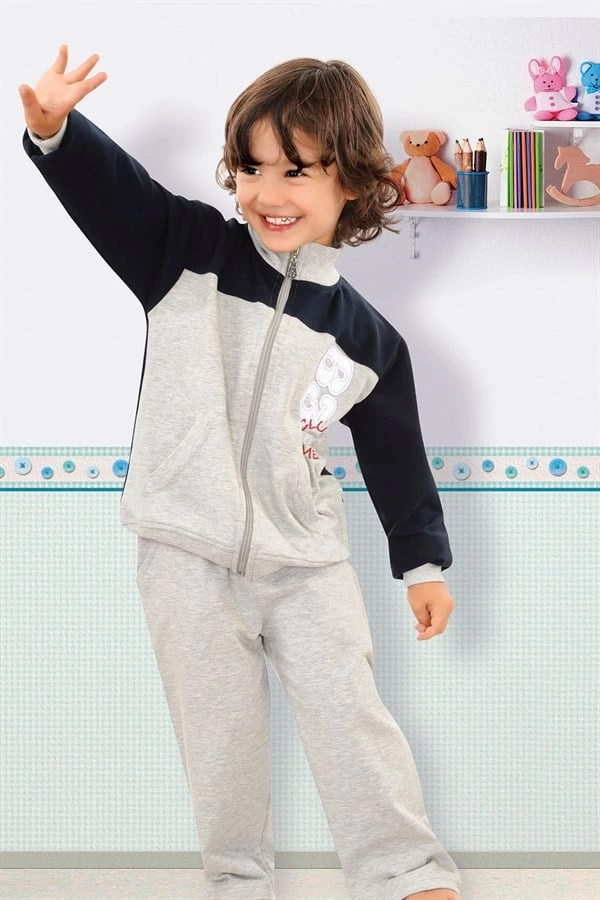 Boys' Collared Zip-Up Tracksuit Set