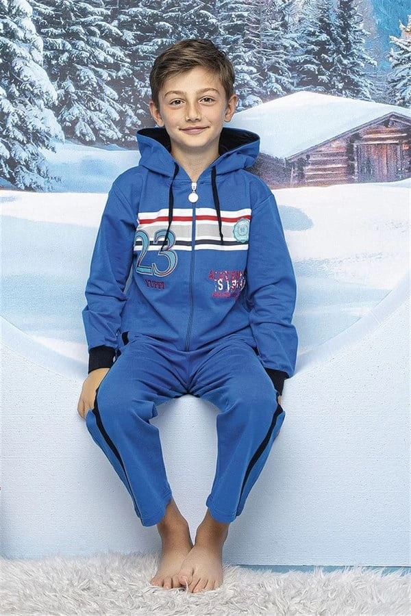 HMD Boys' Hooded Zip-Up Tracksuit Set 5032