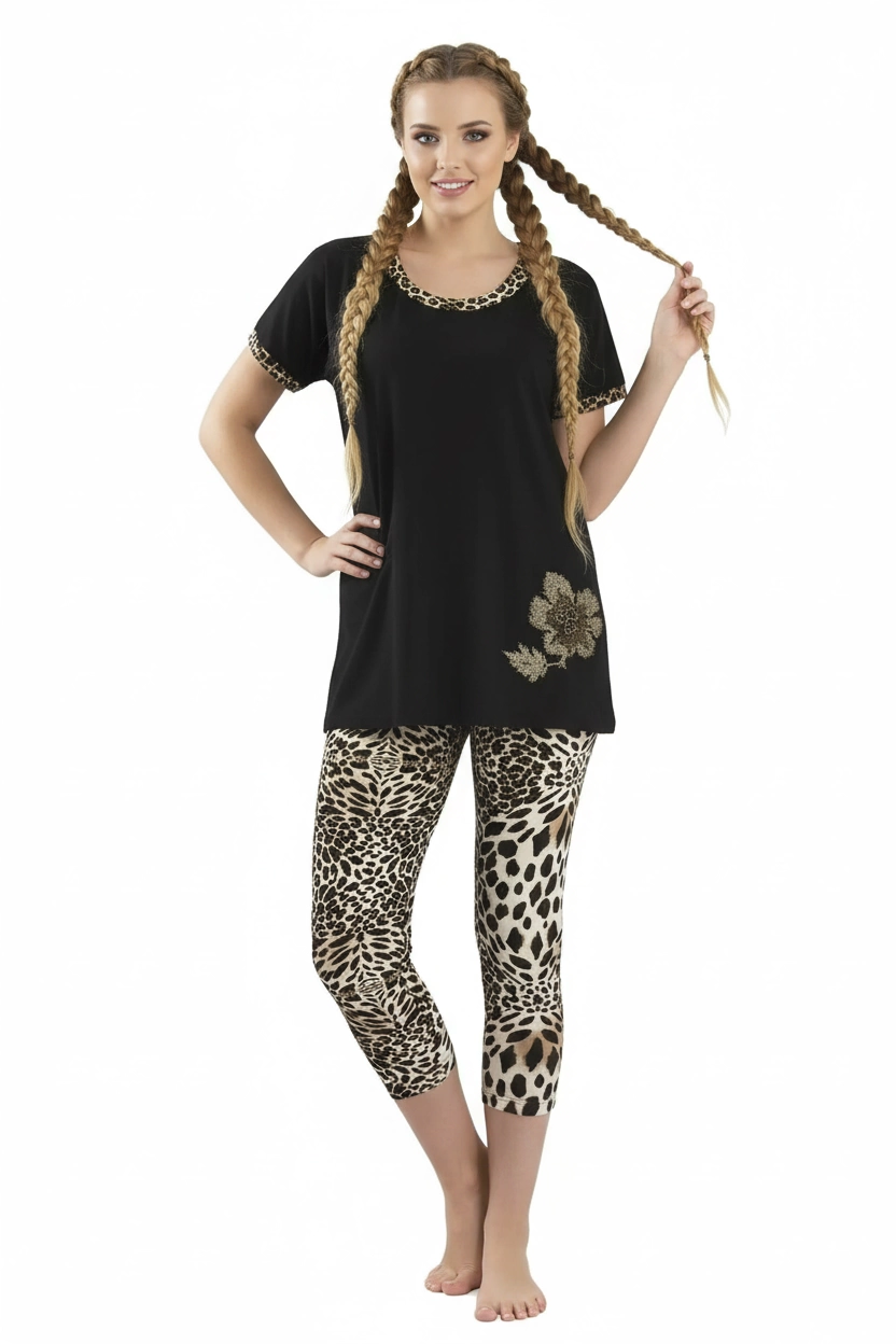 HMD Women's Leopard Short Tights Set 60012