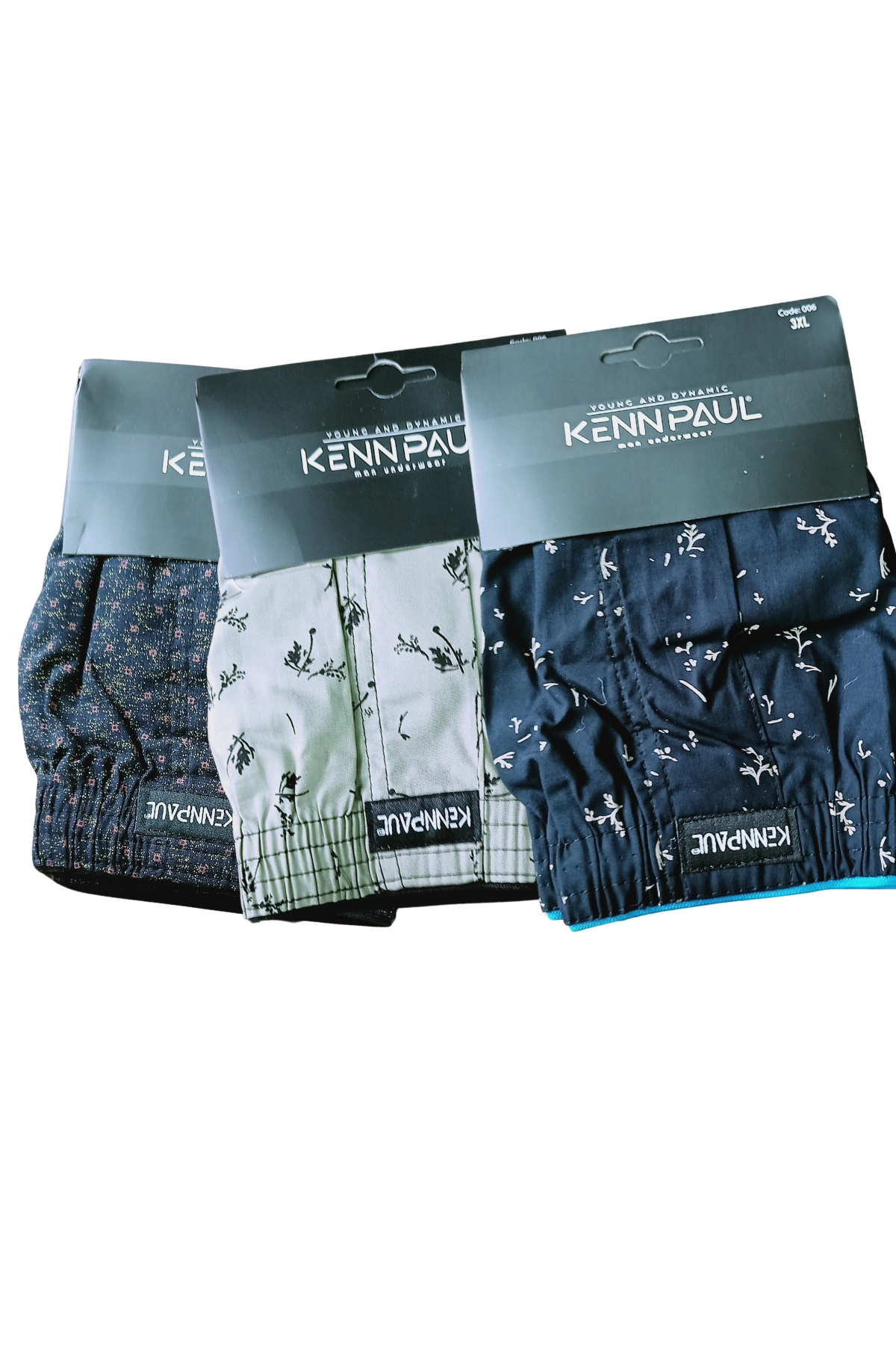 Kenn Paul Desenli Poplin Erkek Boxer Battal Beden 3XL- 6 Adet
