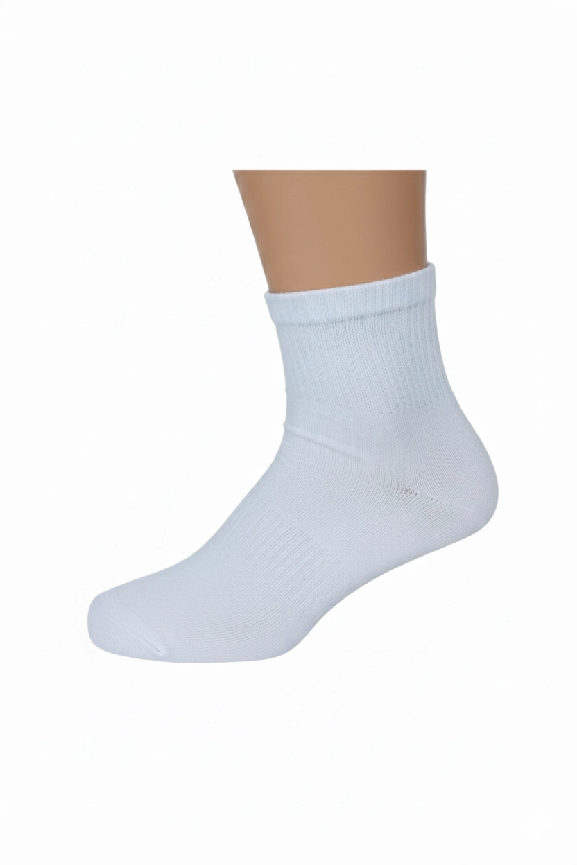 Cousin Seamless Half-Cuff White Bamboo Men's Socks 12 Pack
