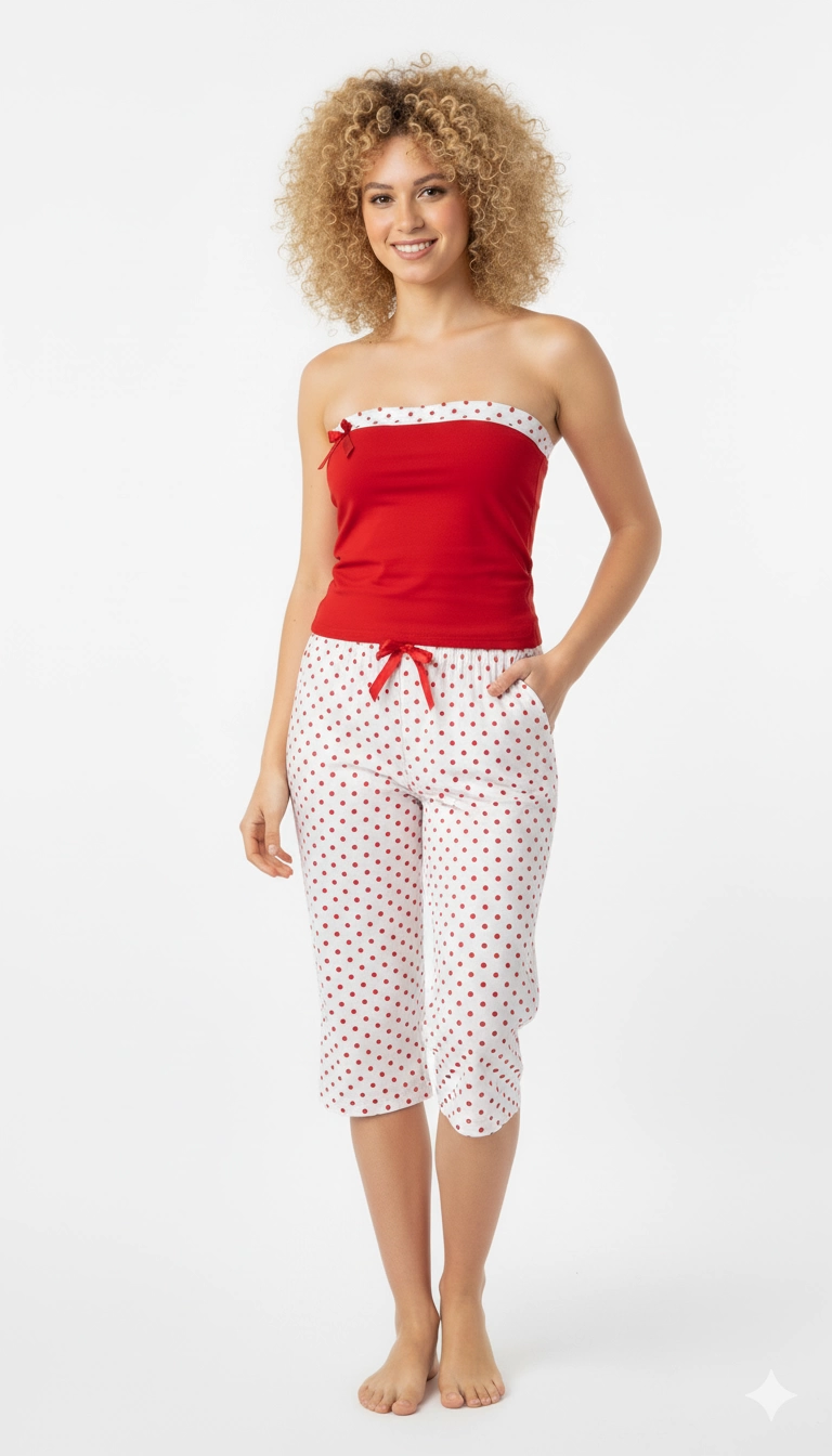 Şahinler Women's Polka Dot Strapless Suit 452