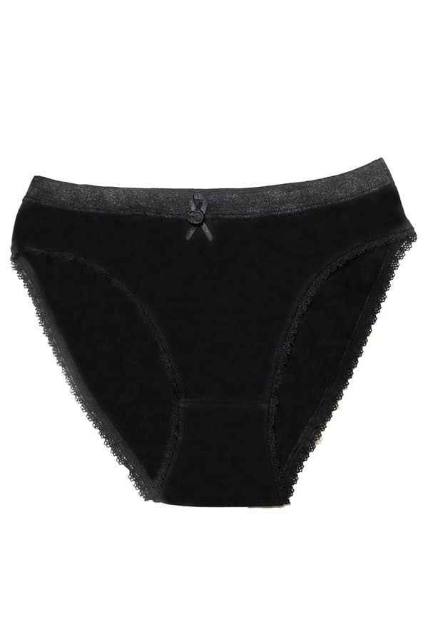 Şahinler Women's Lace-Trimmed Black Bikini Briefs B223