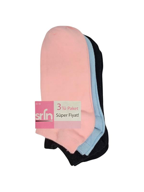 Chaussettes courtes pour femmes SRFN, lot de 3, couleur unie