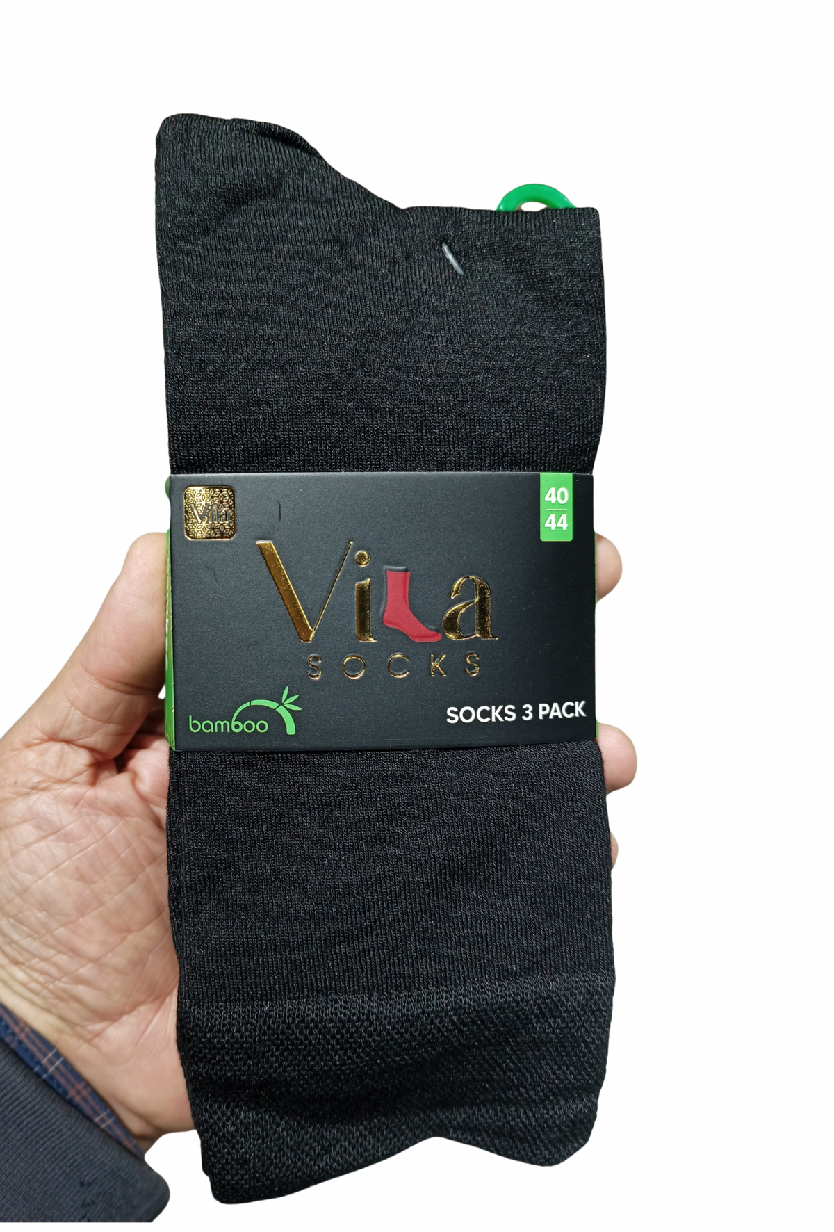 Lot de 3 paires de chaussettes noires en bambou Vila pour homme.