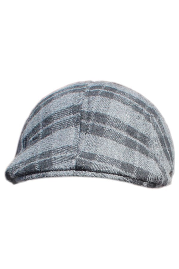 Earless Plaid Gray Cap Hat for Winter and Autumn