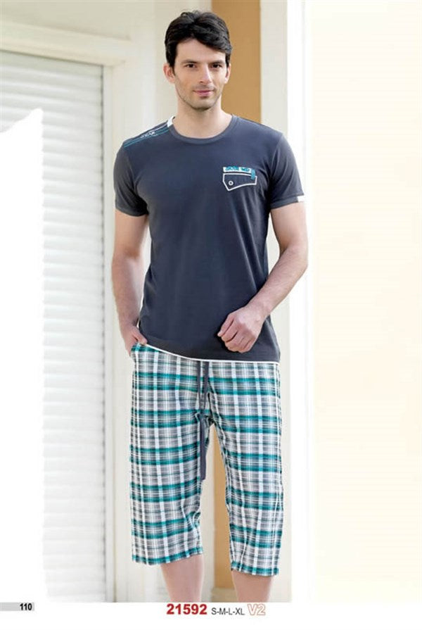 Ensemble pyjama Capri à carreaux d'été 21592