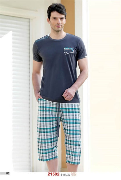 Ensemble pyjama Capri à carreaux d'été 21592