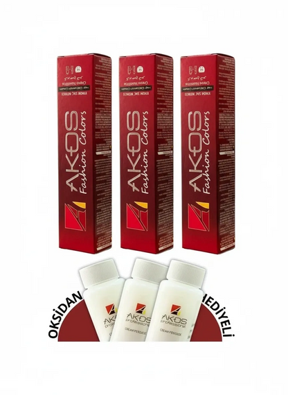 Akos Tüp Boya 60 ml 7.54 Kiraz Saç Boyası 60 ML ( 6 Adet Boya+ 6 Adet Oksidan)