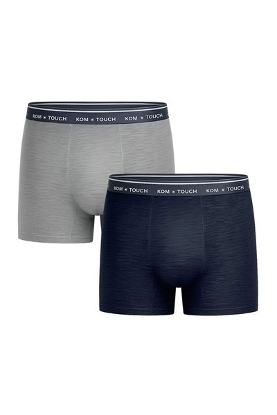 Kom Touch 2-pack modal seamless boxer in navy grey, front view