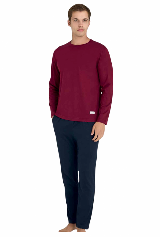 9109-KLY 0 NECK PLUS SIZE PAJAMA SET KLY O Neck Plus Size Men's Pajamas 100% cotton --9109