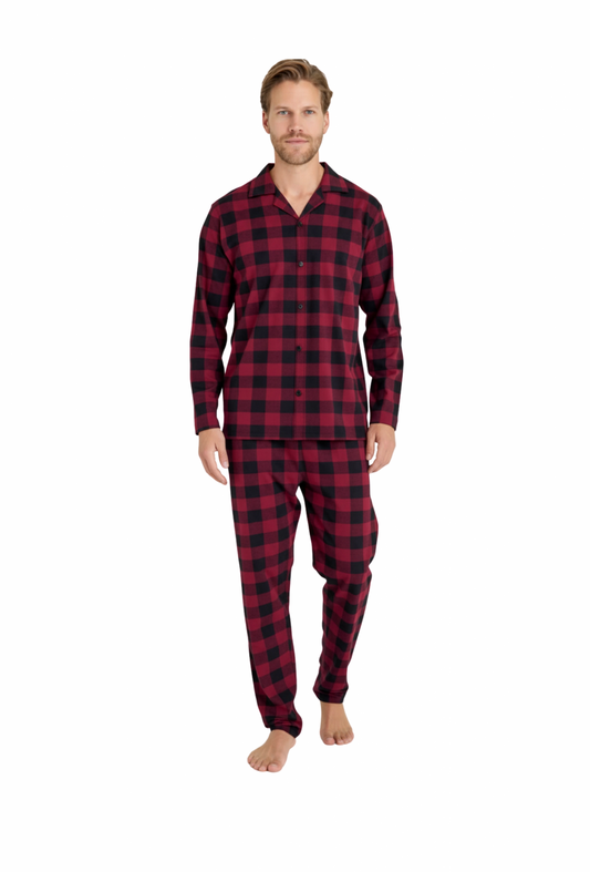 KLY Men's Plaid Button-Down Pajama Set 9209