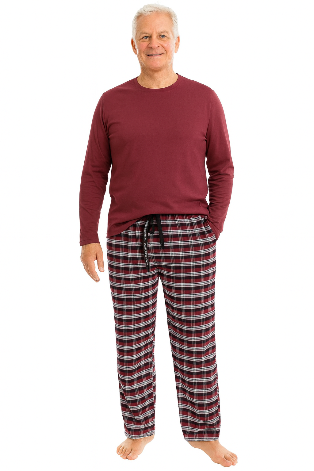 Pijalux Men's Checkered Poplin Pocketed Bottom Pajamas
