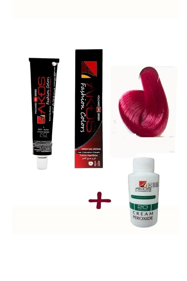 Teinture capillaire Akos Rouge Fraise 7,52 (3 teintures et 1 oxydant)