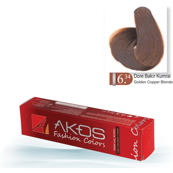 Teinture capillaire Akos Cuivre doré Châtain clair 6,34