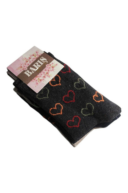 Peace Heart Patterned Lycra Women's Ankle Socks Quantity