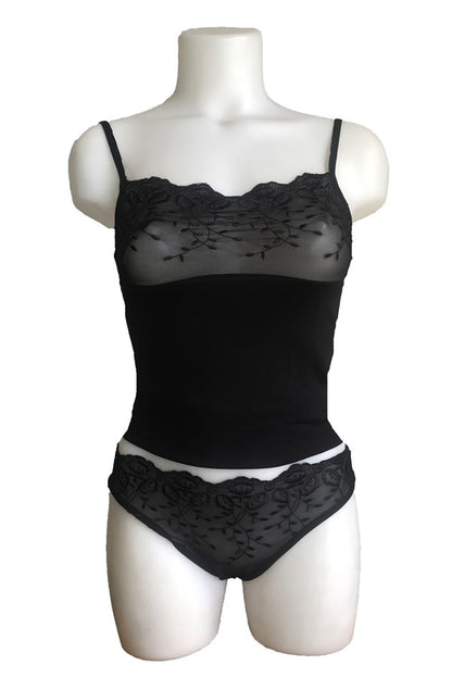 Ensemble de lingerie à bretelles brodées transparentes 2112