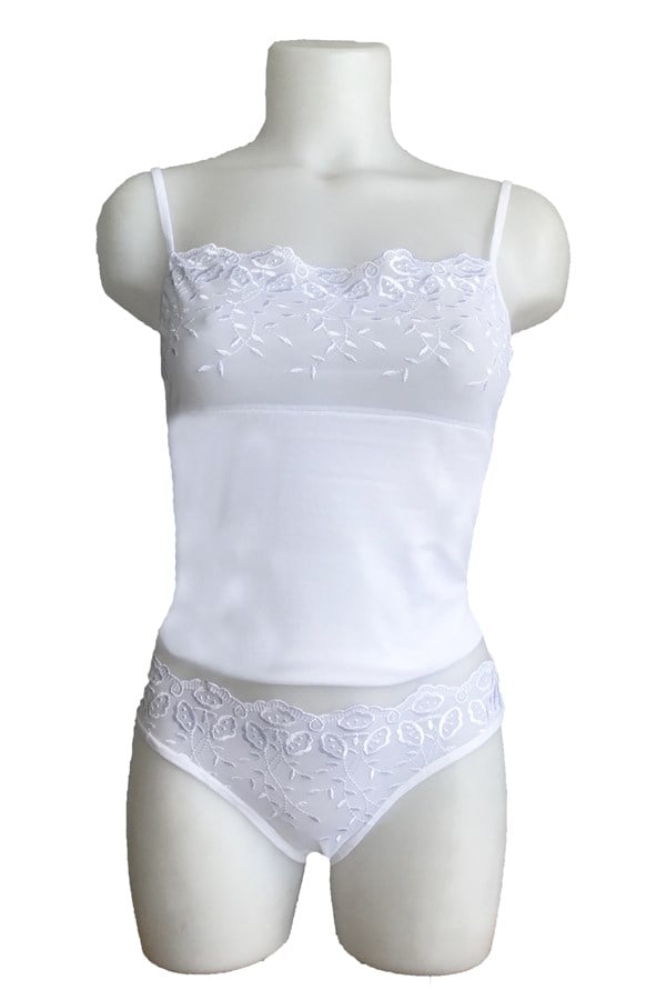 Ensemble de lingerie à bretelles brodées transparentes 2112