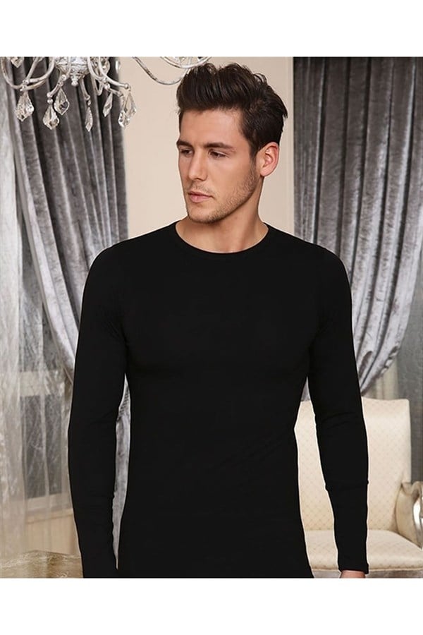 Berrak Men's Lycra Jersey Long Sleeve Crew Neck Bodysuit 1025