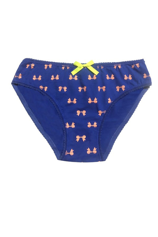 Clear Women's Saxe Color Ribbon Decorated Bikini Panties 11103