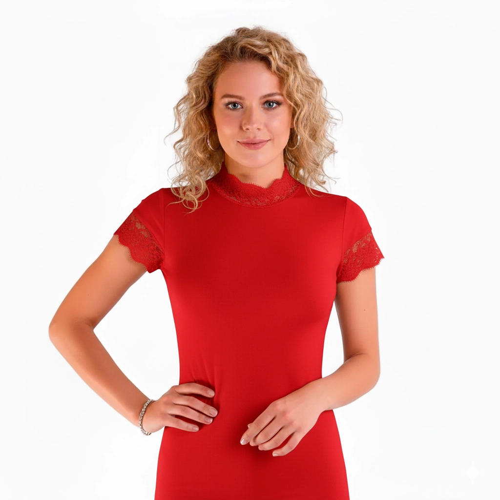 Berrak Women's Lace Short Sleeve Elastane Blouse 2144