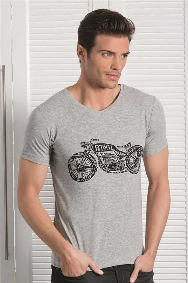 Clear Motorcycle Print Men's T-Shirt 1049