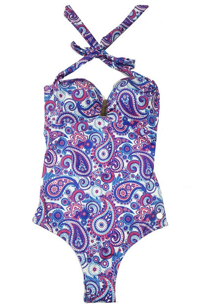 Blackspade Blue Patterned Women's Swimsuit 8258