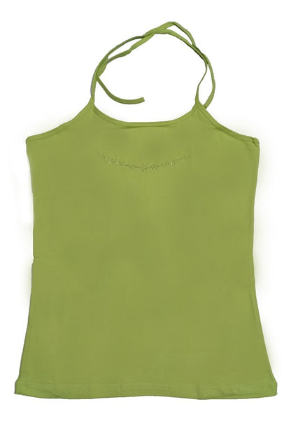 Neck-tie embellished tank top