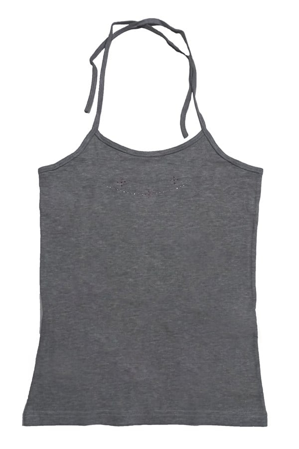 Neck-tie embellished tank top