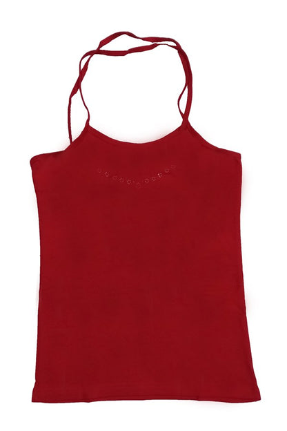 Neck-tie embellished tank top