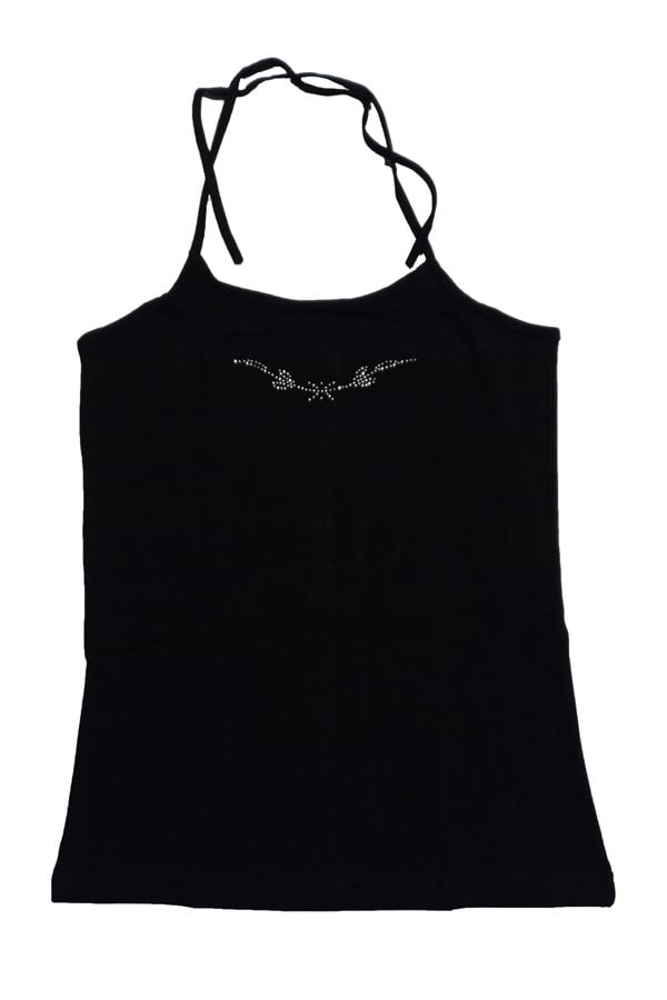 Neck-tie embellished tank top
