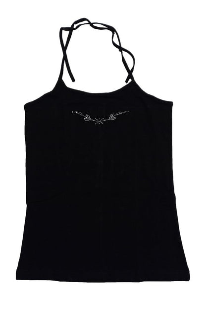 Neck-tie embellished tank top