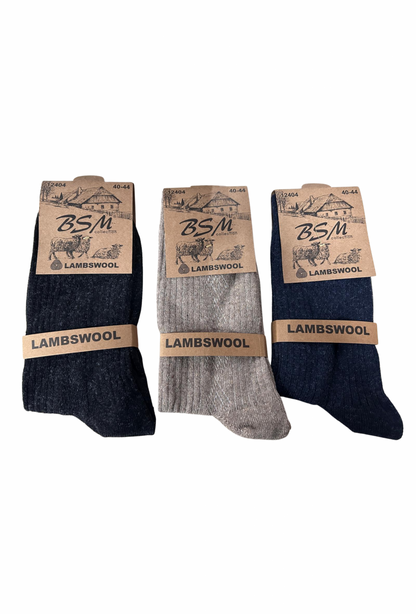 BSM Lambswool Men's Winter Socks, 3 Pack