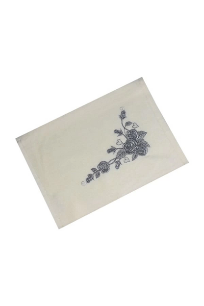 Bulteks Simli Nakışlı Beyaz Kadife El Havlusu 30x50 Desen 5