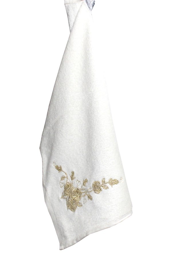Serviette de toilette en velours brodé à paillettes Bulteks 30 x 50 cm, motif 4