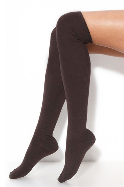 Italiana Women's Plain Cotton Over Knee Socks 1606