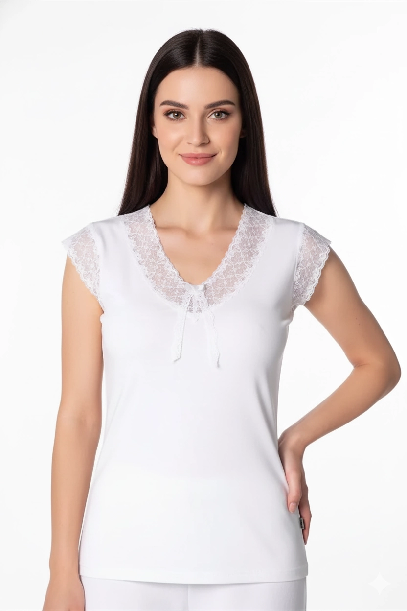 Women's Lace Stone Half Sleeve Undershirt B636
