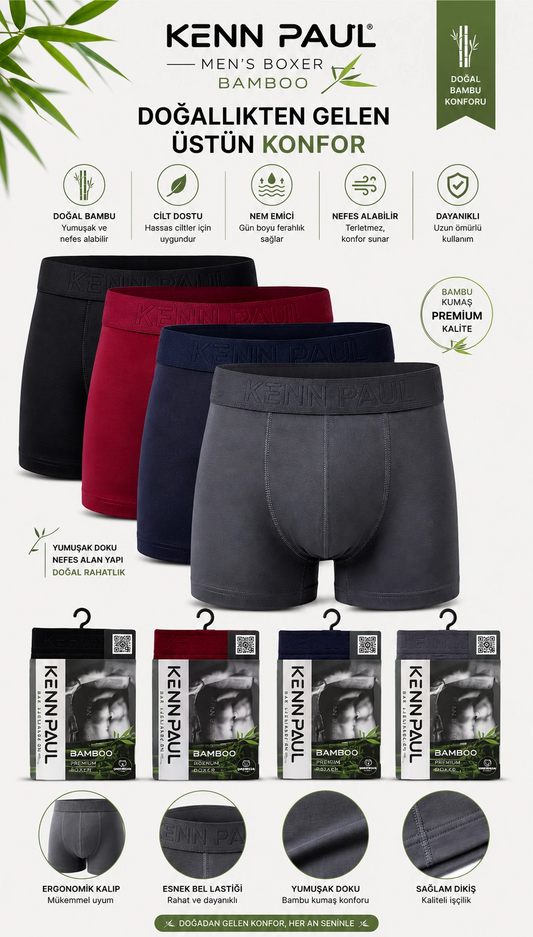 Kenn Paul Bambu Erkek BOXER 6 ADET