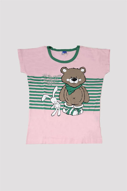 Kız Çocuk Ayıcık Desenli Alt Üst Pijama Takımı