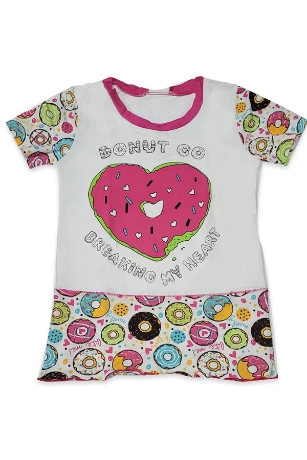 Girls Donut Patterned Colorful Pajama Set