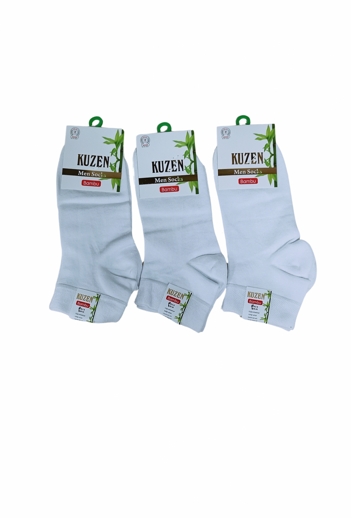Cousin Seamless Half-Cuff White Bamboo Men's Socks 12 Pack