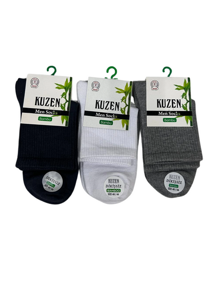 Cousin Seamless Half-Cuff Bamboo Men's Socks 12 Pack
