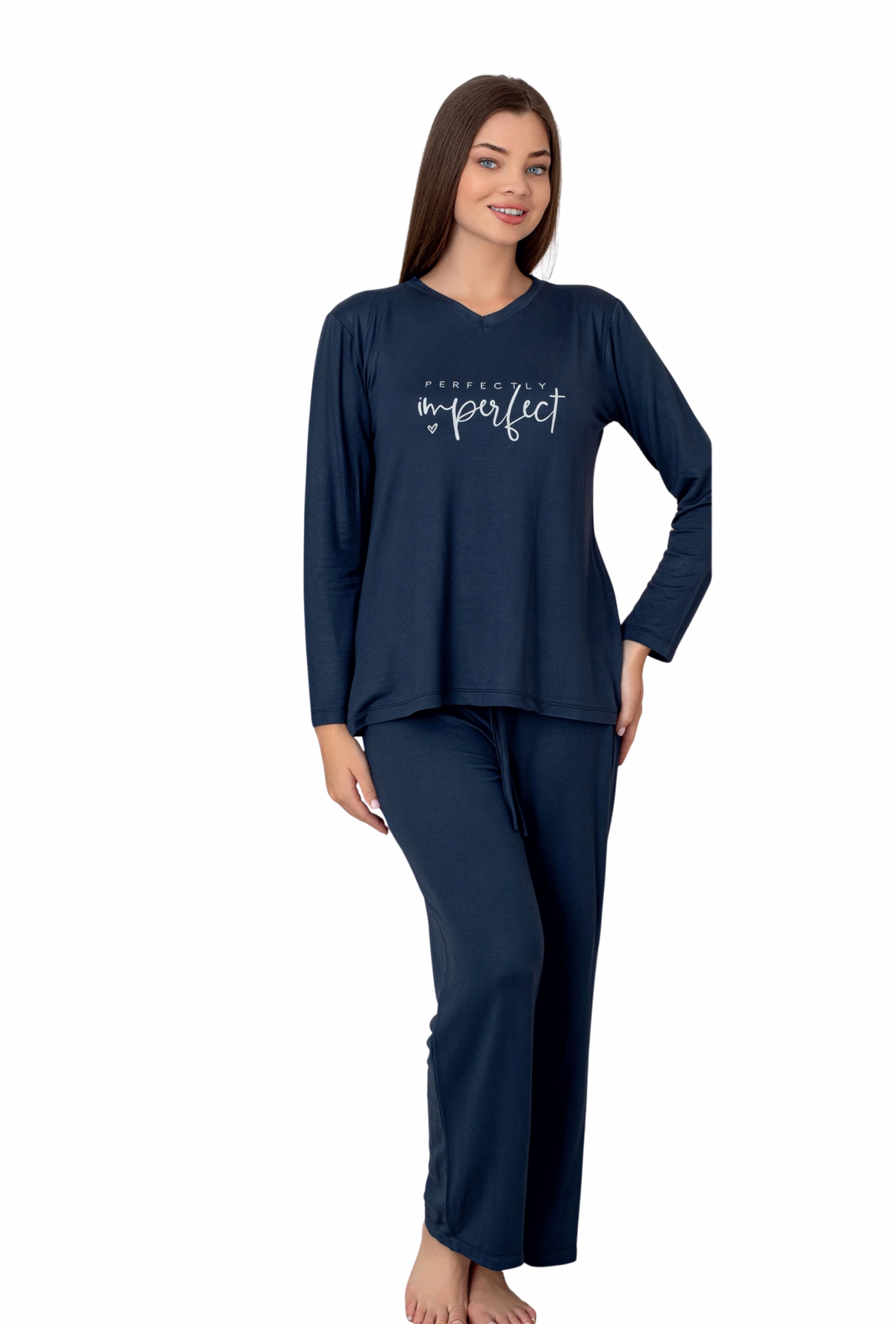 Limissi Navy Blue Long-Sleeved Women's Pajamas 26613