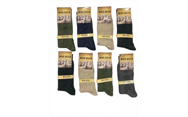 Miss Bella Lambswool Winter Socks for Men, 8 Pack