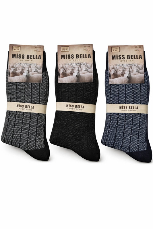Missbella Wool Jacquard Men's Socks, 3 Pack